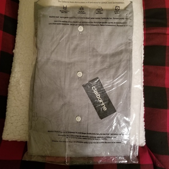 Claiborne Light Gray Button Down Shirt Long Sleeve Men's Large - Picture 4 of 4